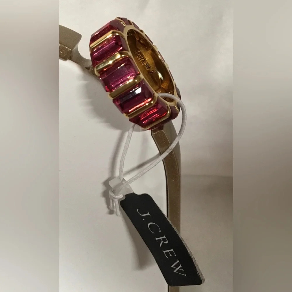 J Crew Crystal Square Cut Facet Band Ring Size 7